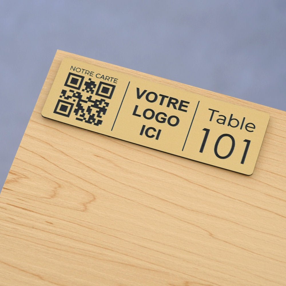 Plaque QR code Rectangle + Logo + N° de table - Unisign