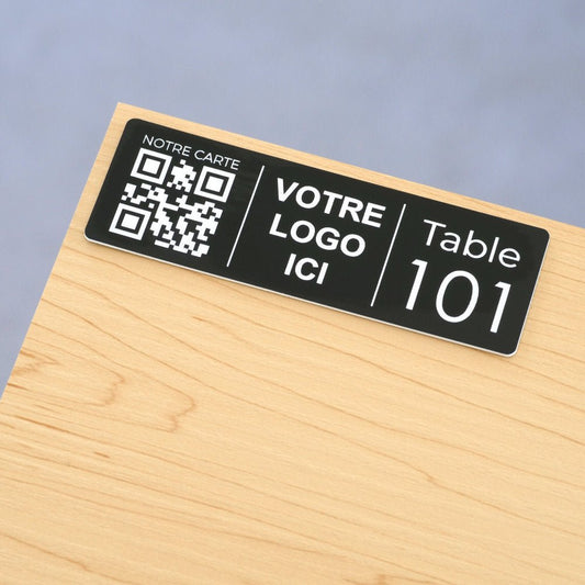 Plaque QR code Rectangle + Logo + N° de table - Unisign