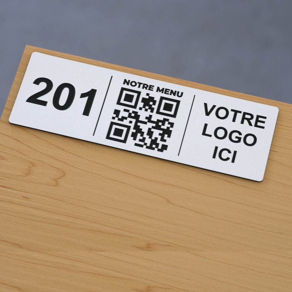 Plaque QR code Rectangle + Logo + Numéro - Unisign