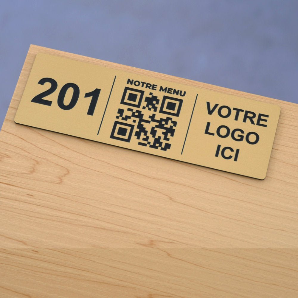 Plaque QR code Rectangle + Logo + Numéro - Unisign