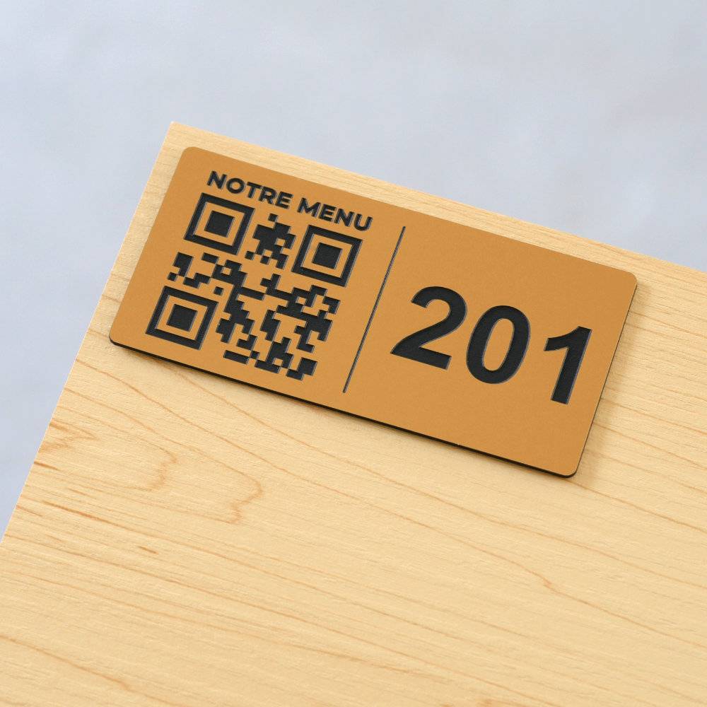 Plaque QR code Rectangle + Numéro (4 x 8 cm) - Unisign