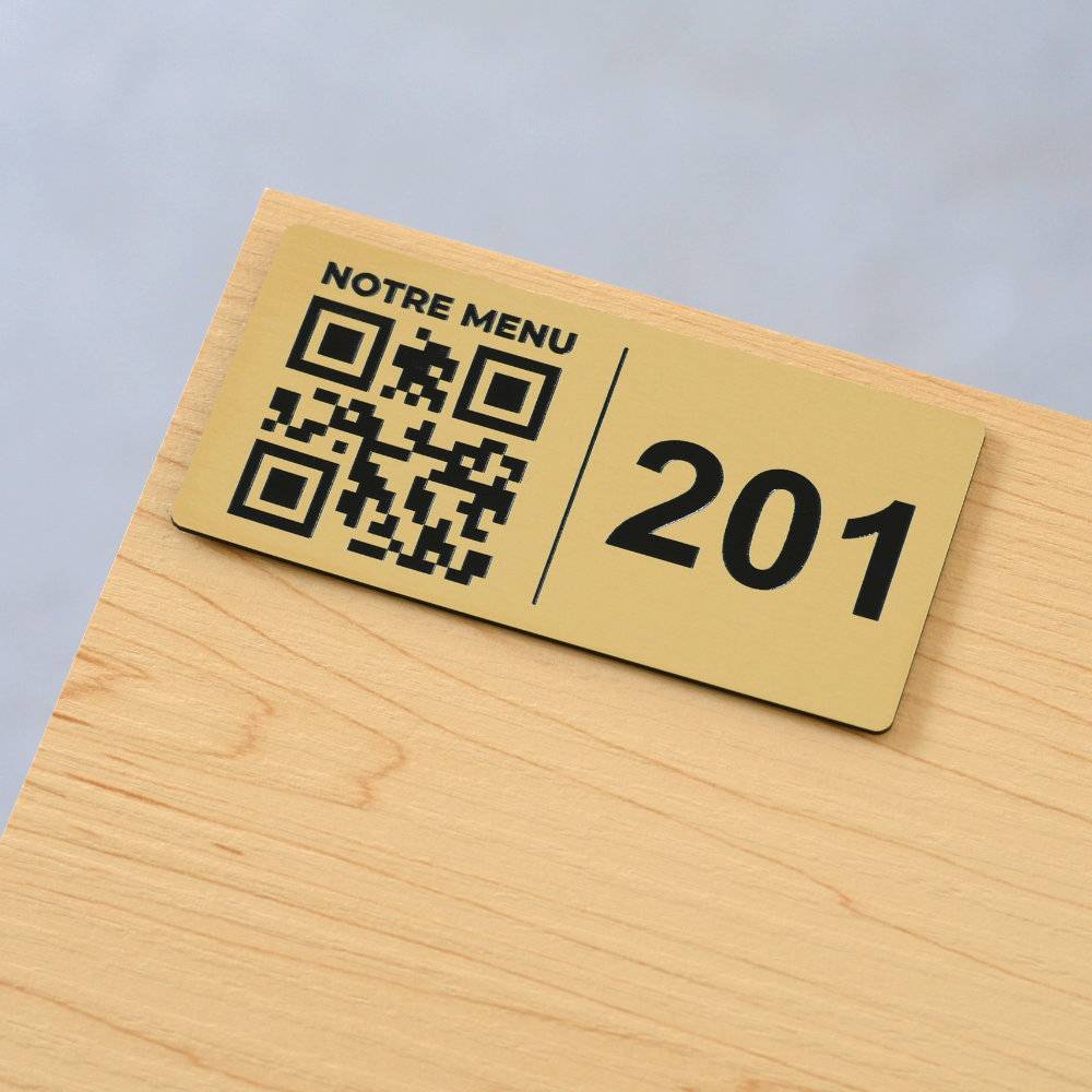 Plaque QR code Rectangle + Numéro (4 x 8 cm) - Unisign