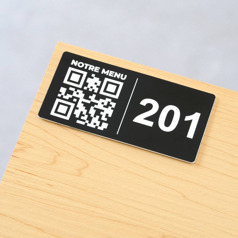 Plaque QR code Rectangle + Numéro (4 x 8 cm) - Unisign