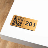 Plaque QR code Rectangle + Numéro (4 x 8 cm) UNISIGN