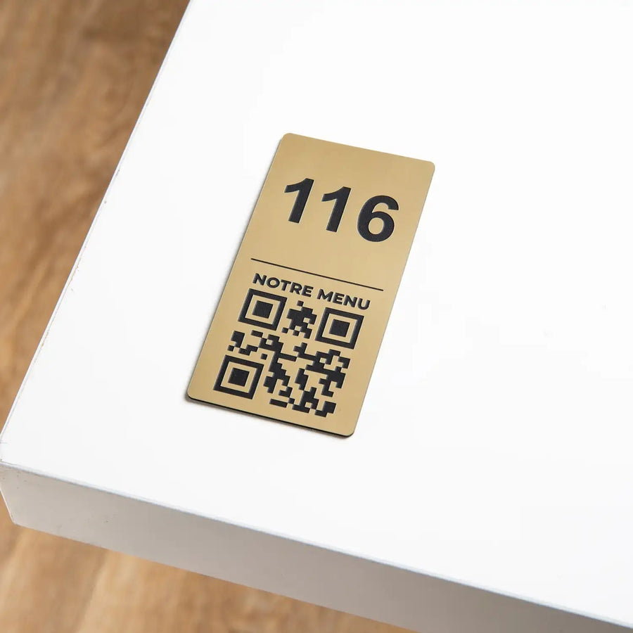 Plaque QR code Rectangle + Numéro (4 x 8 cm) UNISIGN