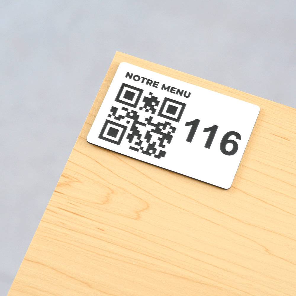 Plaque QR code - Rectangle + Numéro de Table (4 x 6 cm) - Unisign