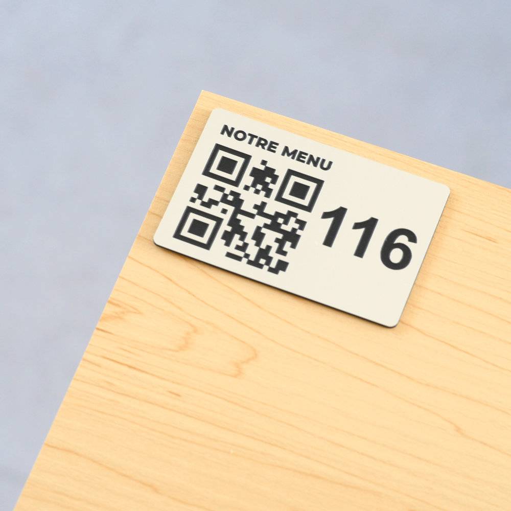 Plaque QR code - Rectangle + Numéro de Table (4 x 6 cm) - Unisign