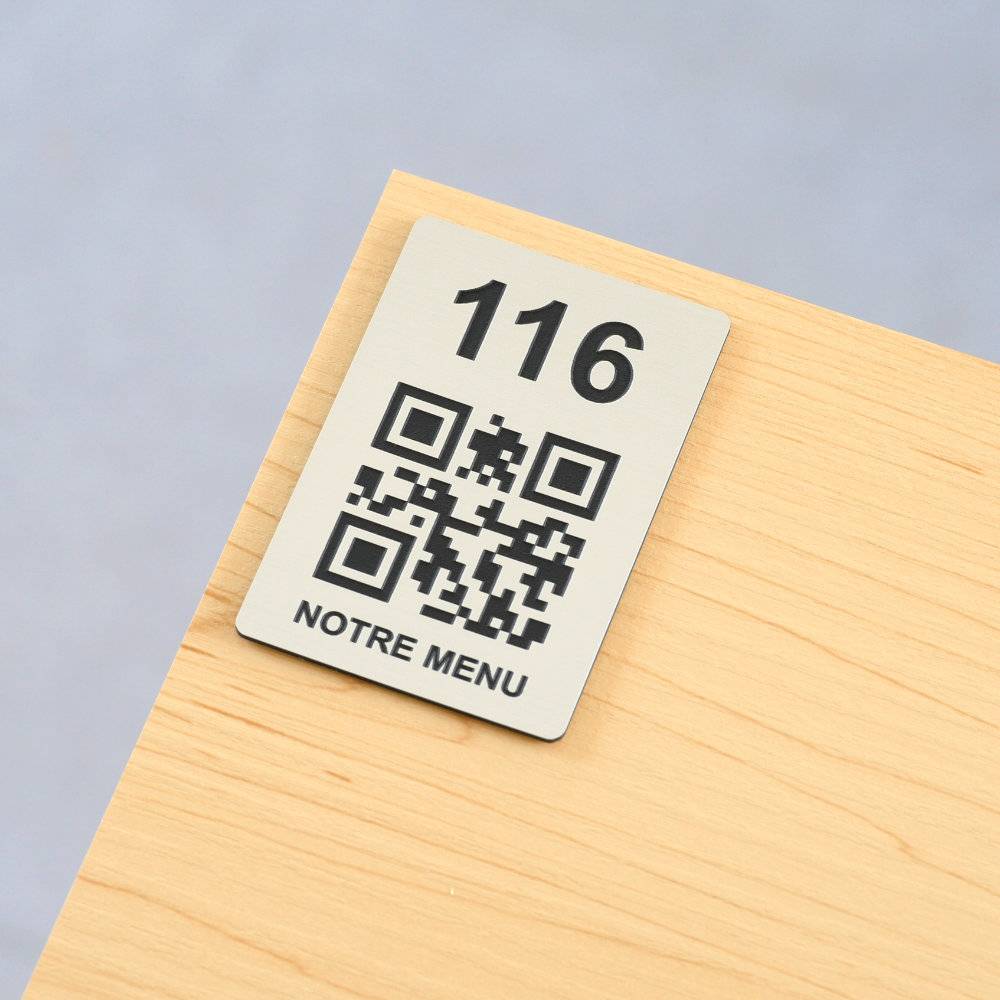 Plaque QR code - Rectangle + Numéro de Table (4 x 6 cm) - Unisign