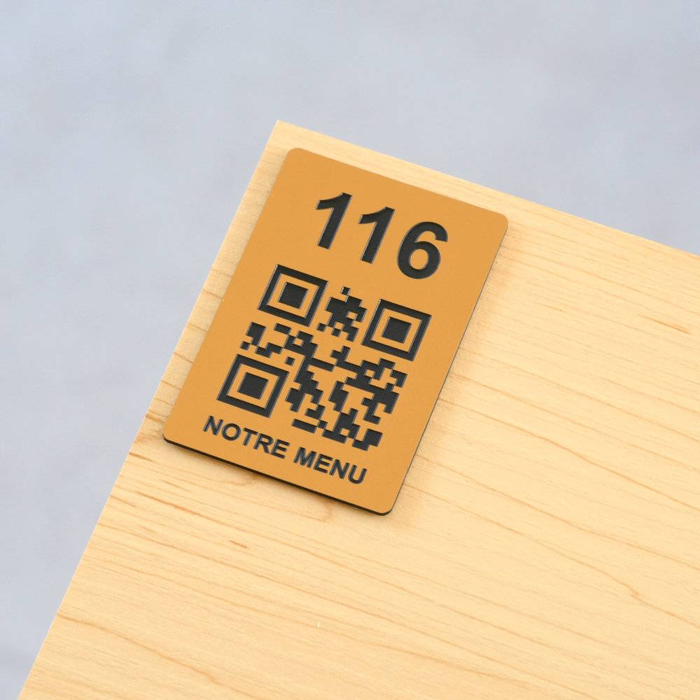 Plaque QR code - Rectangle + Numéro de Table (4 x 6 cm) - Unisign