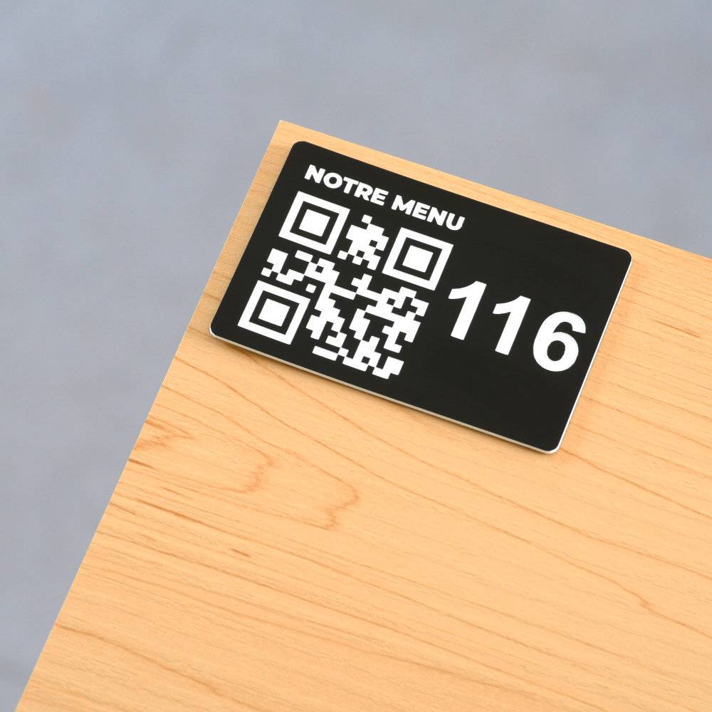 Plaque QR code - Rectangle + Numéro de Table (4 x 6 cm) - Unisign