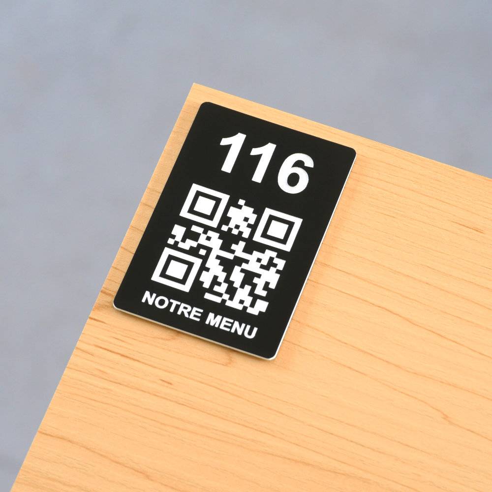 Plaque QR code - Rectangle + Numéro de Table (4 x 6 cm) - Unisign