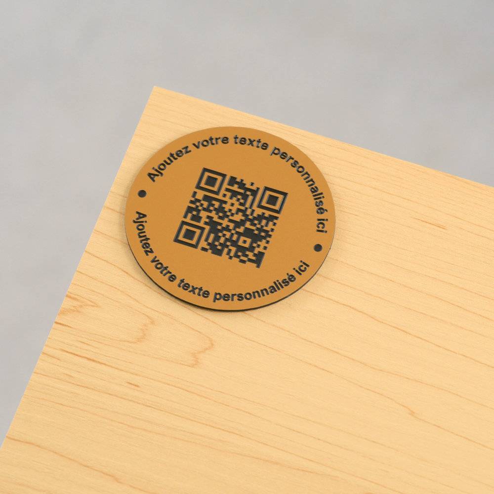 Plaque QR code ronde avec phrase - Unisign