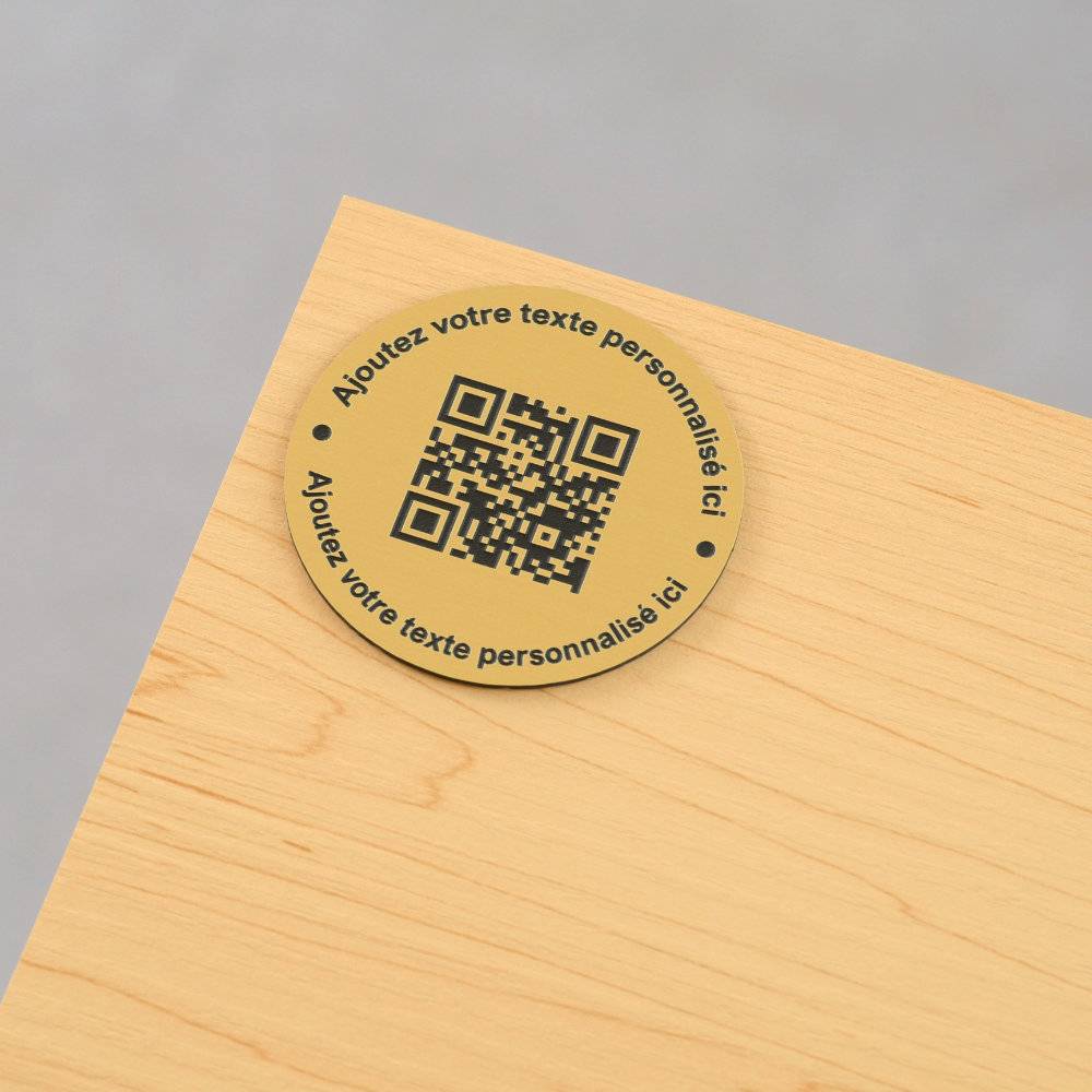 Plaque QR code ronde avec phrase - Unisign