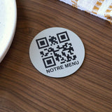 Plaque QR code ronde Gravé avec phrase - Unisign