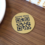 Plaque QR code ronde Gravé avec phrase - Unisign