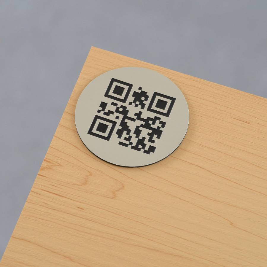 Plaque QR Code ronde gravée - Unisign