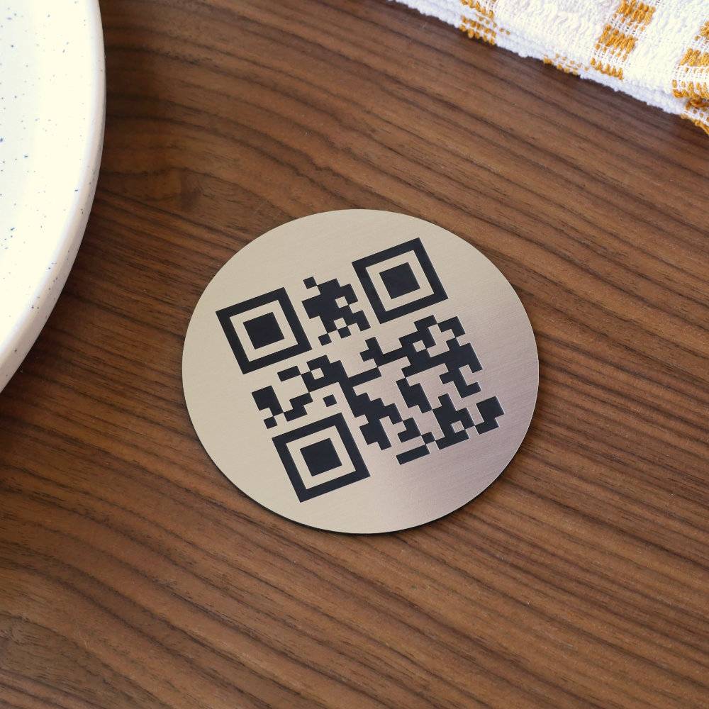 Plaque QR code ronde Gravée - Unisign