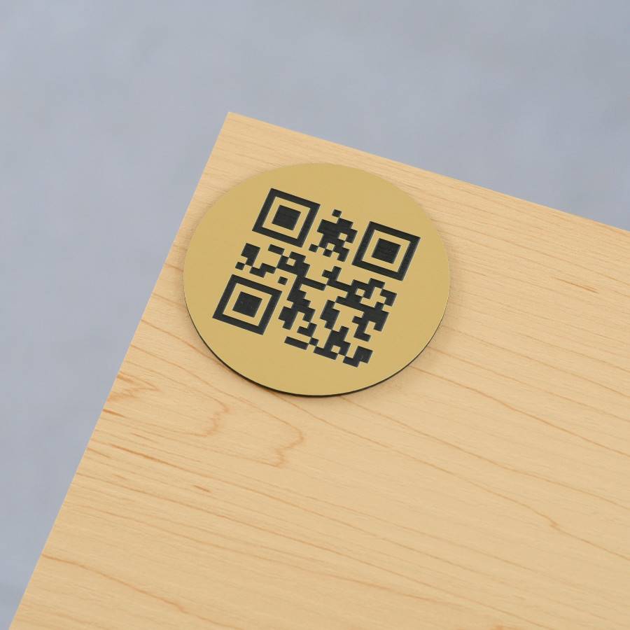 Plaque QR Code ronde gravée - Unisign