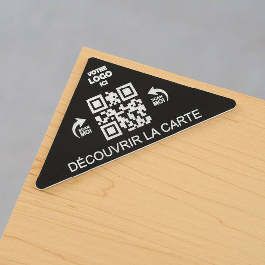 Plaque QR code triangle gravée + Logo - Dimension 10 x 5 cm - Unisign