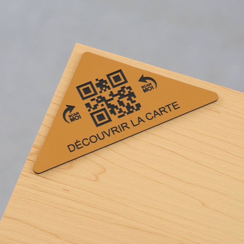 Plaque QR Code triangulaire gravée – Signalétique moderne et pratique - Unisign