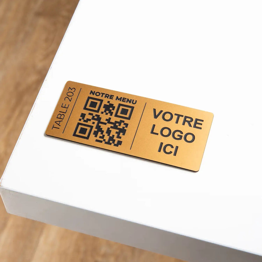 Plaque QR code Rectangle + Logo + Numéro ( 9 x 4 cm) UNISIGN