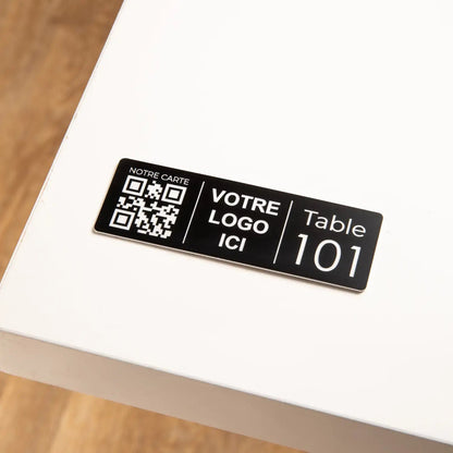 Plaque QR code Rectangle + Logo + N° de table ( 3 x 9 cm) UNISIGN