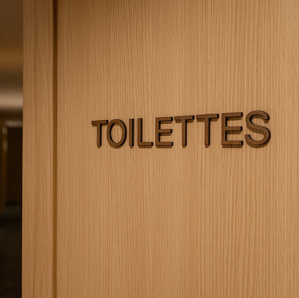 Signalétique Toilette H/F en Bois - Découpé au Laser UNISIGN