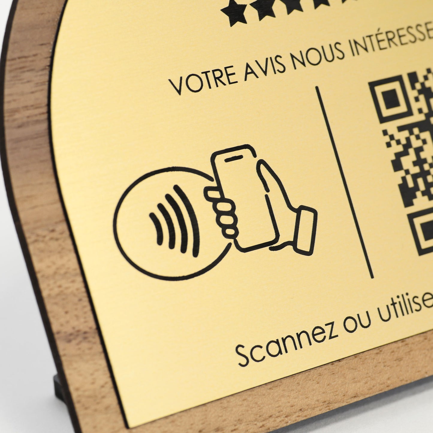 Modern Support - Engraved QR Code to put on a table - Logo + QR code