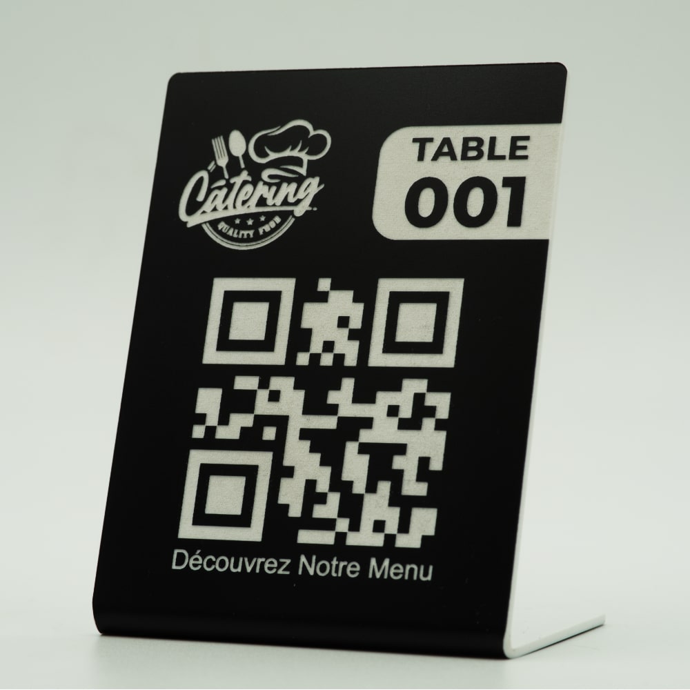 support chevalet QR Code menu pour table en noir