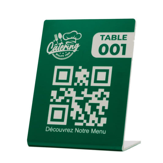 support chevalet QR Code menu pour table en vert